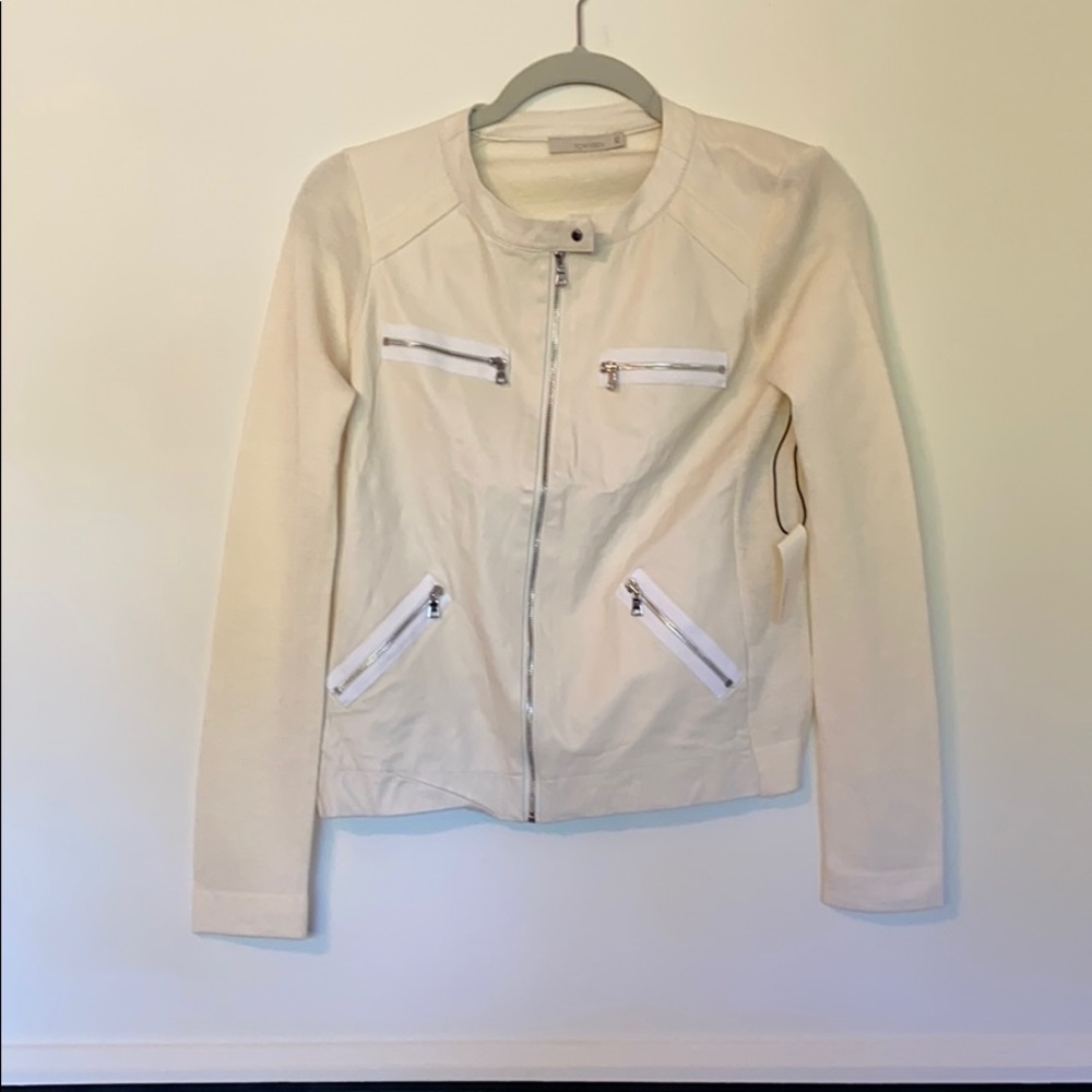 Townsen white leather knit zip jacket